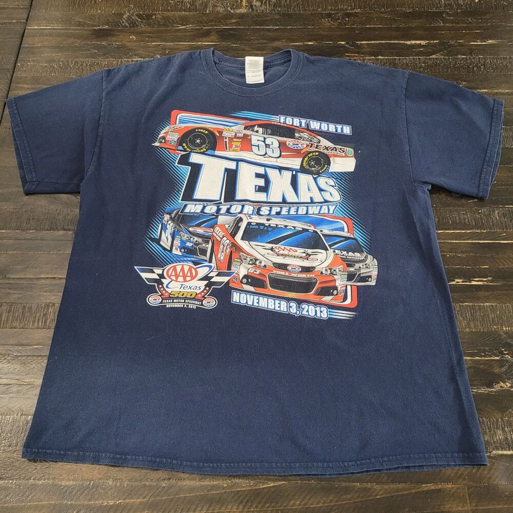 Texas Motor Speedway Racing NASCAR T-Shirt Mens XL 2013 Graphic Tee Navy